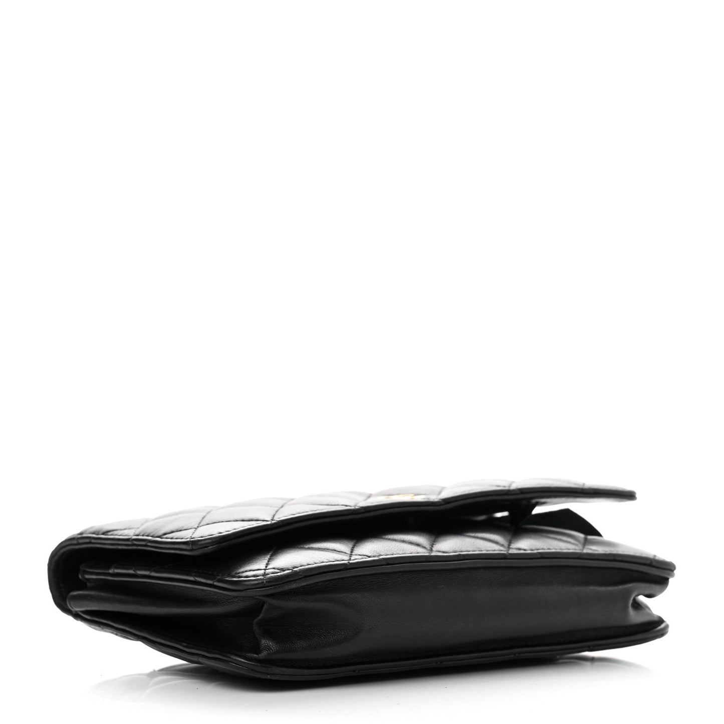 Lambskin Quilted Wallet On Chain WOC Black