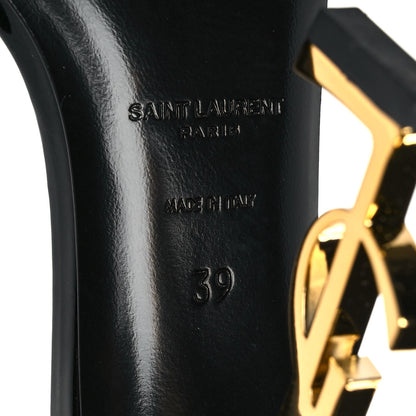 Saint Laurent Patent Calfskin Opyum 110 Sandals 39 Black Gold 6 of 8