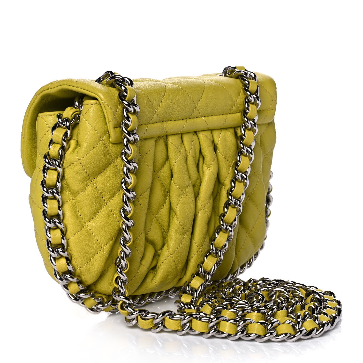 Chanel Washed Lambskin Quilted Mini Chain Around Flap Yellow 3 of 11
