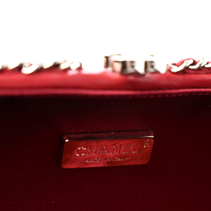 Chanel Lambskin Chevron Quilted Chain Around Clutch Dark Red 6 of 11
