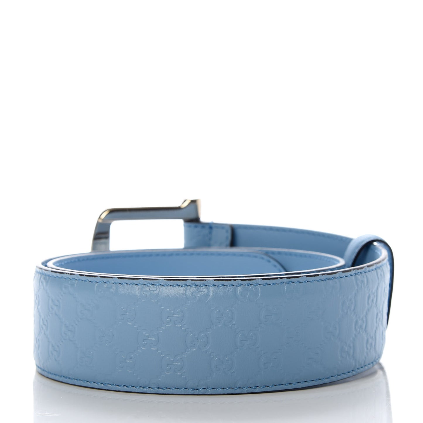 Soft Microguccissima Margaux Calfskin Belt 70 28 Mineral Blue