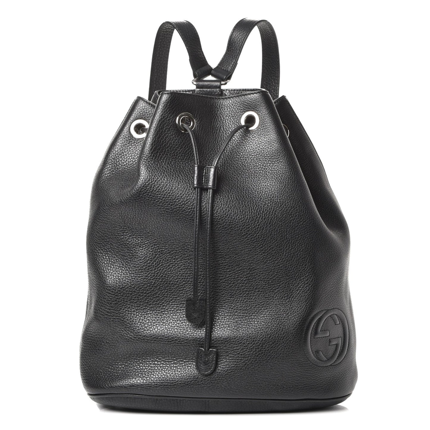 Pebbled Calfskin Small Soho Drawstring Backpack Black