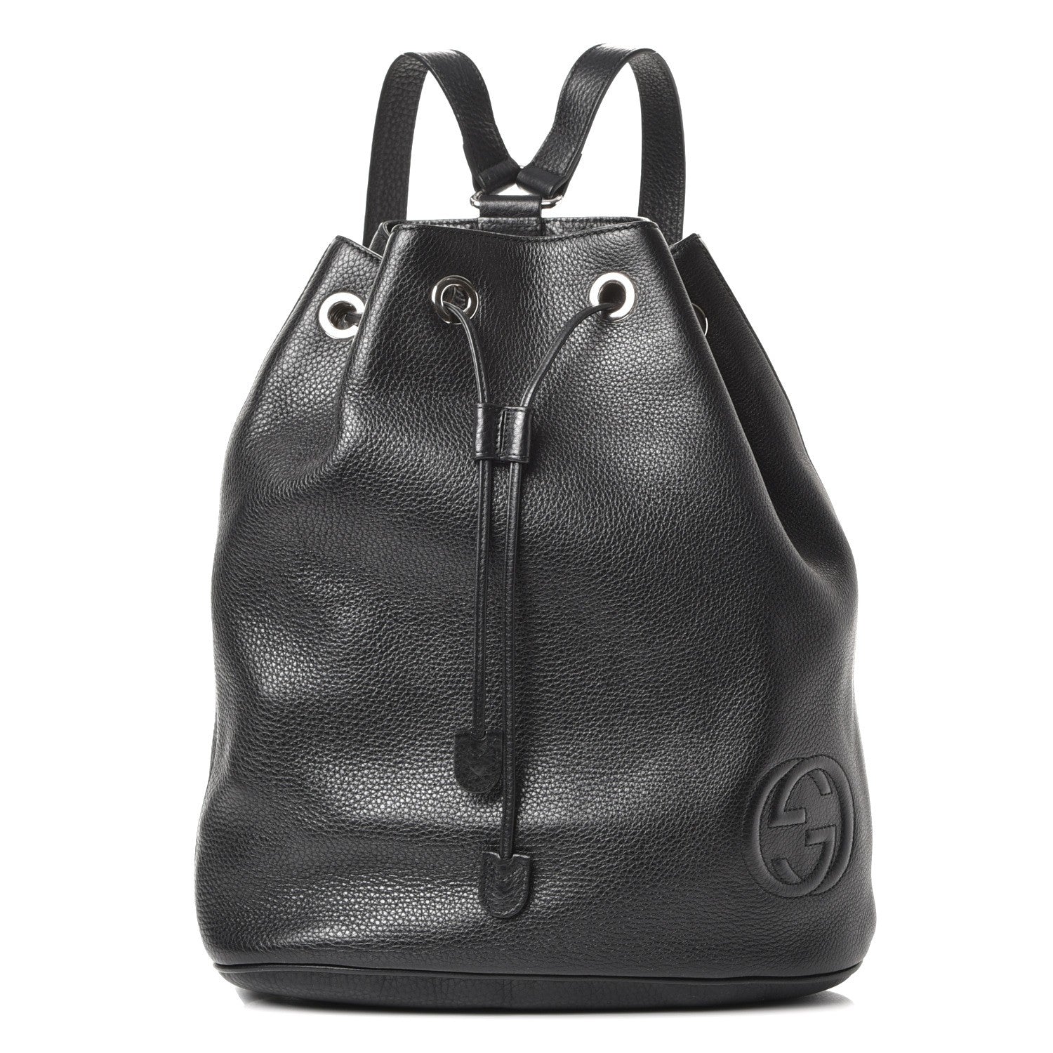 Gucci Pebbled Calfskin Small Soho Drawstring Backpack Black 1 of 7