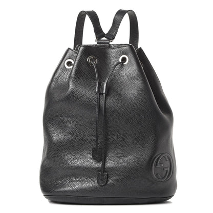 Gucci Pebbled Calfskin Small Soho Drawstring Backpack Black 1 of 7