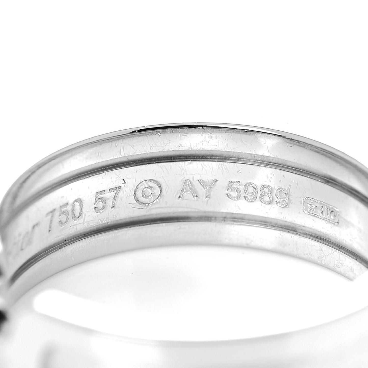 18K White Gold 6.5mm C De Cartier Ring 57 8