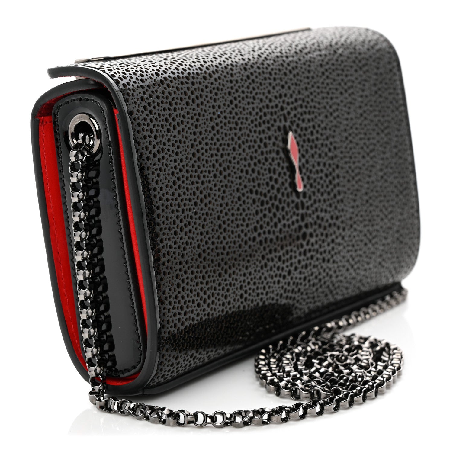 Christian Louboutin Patent Calfskin Crystal Vanite Small Clutch Black 3 of 9