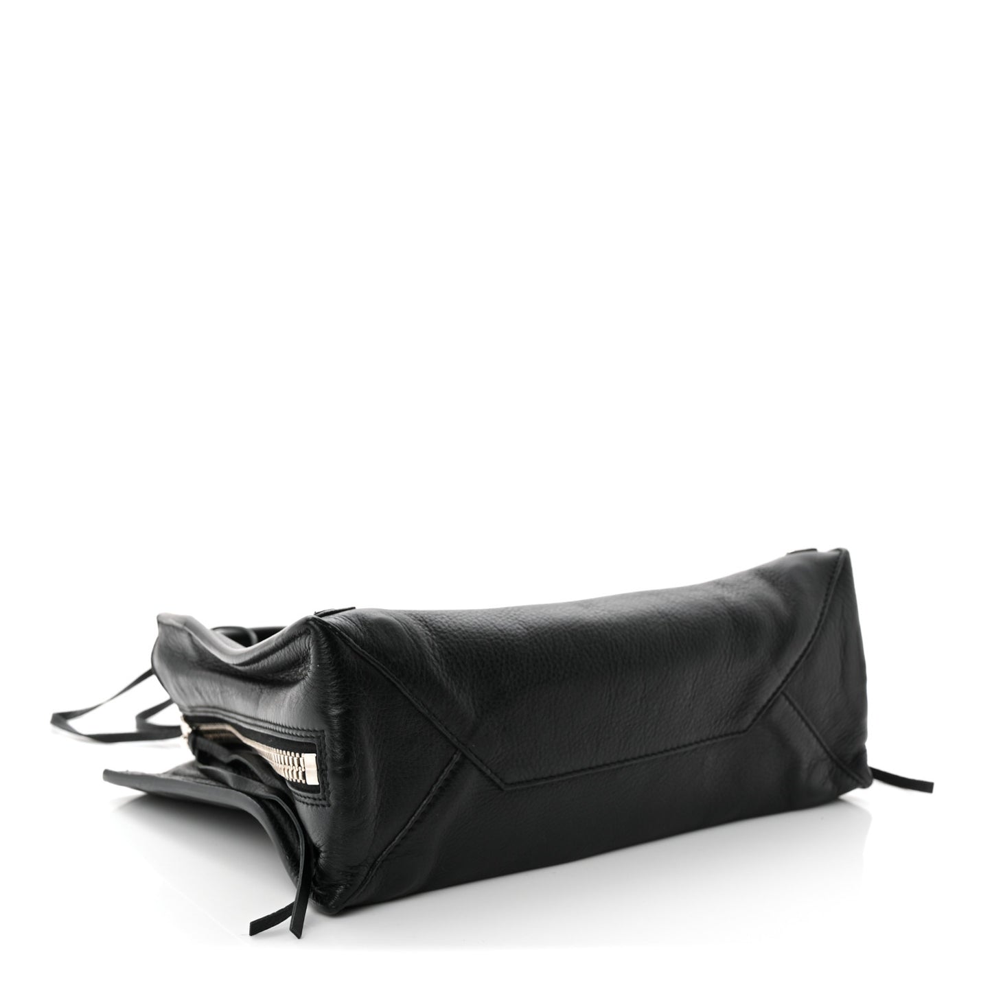 Grained Calfskin Papier Mini A4 Zip Around Tote Black