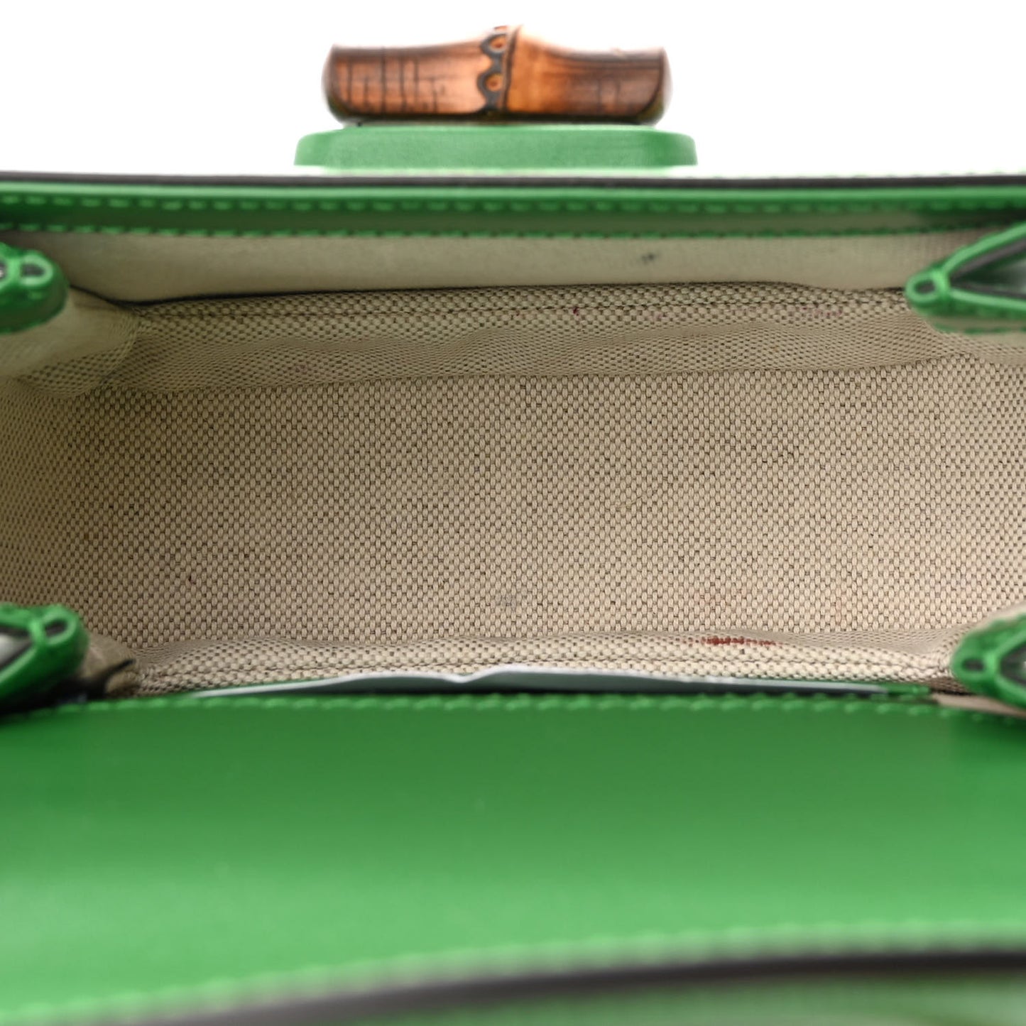 Boarded Dyana Lux Calfskin Mini Bamboo 1947 Top Handle Bag Spring Green