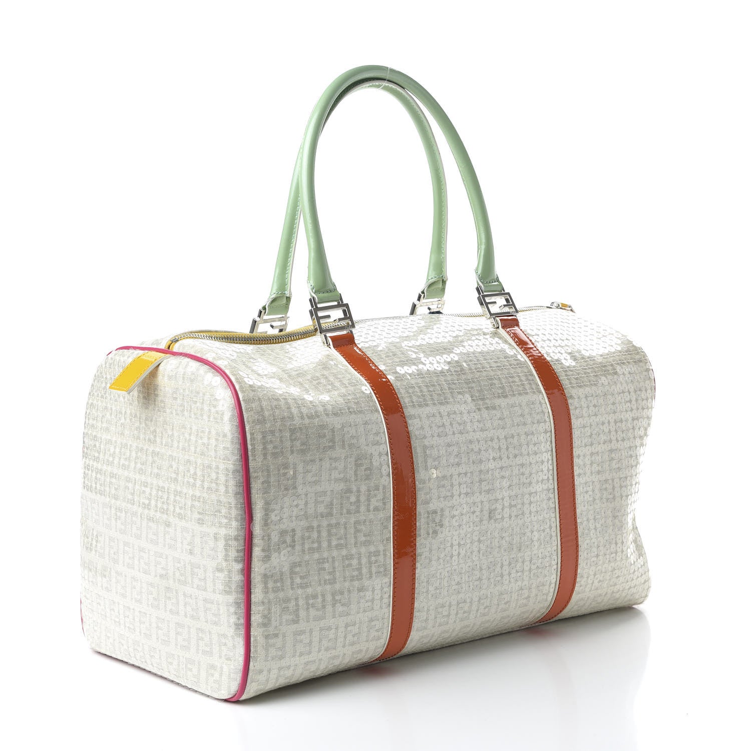 Fendi Sequin Patent Calfskin Zucchino Forever Boston White Multicolor 2 of 8