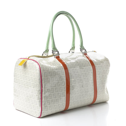 Fendi Sequin Patent Calfskin Zucchino Forever Boston White Multicolor 2 of 8
