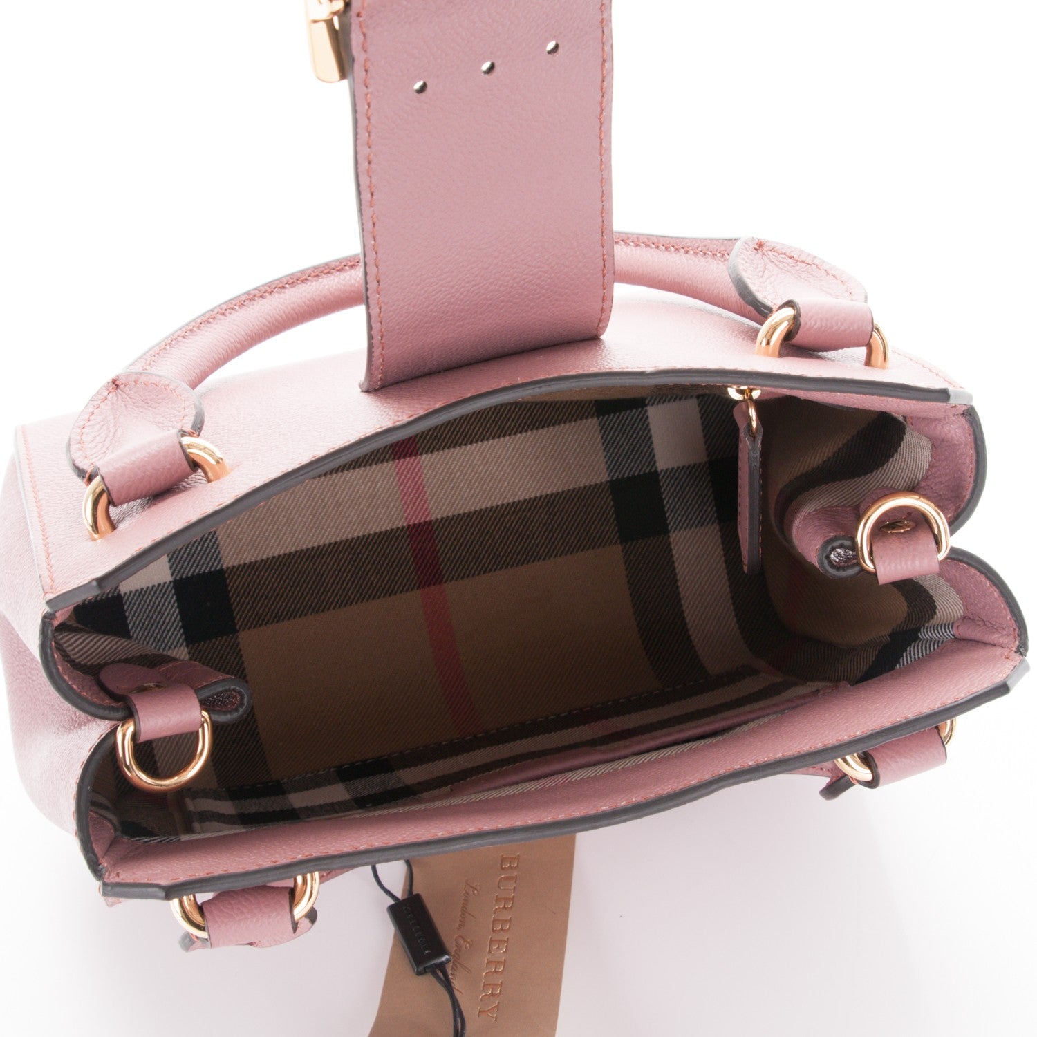 Burberry Soft Grain Calfskin Small Buckle Tote Dusty Pink 8 of 11