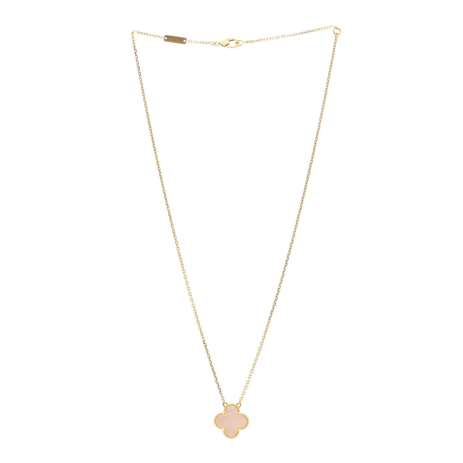 Van Cleef & Arpels 18K Yellow Gold Mother of Pearl Vintage Alhambra Pendant Necklace 3 of 5