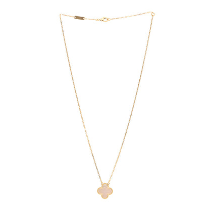 Van Cleef & Arpels 18K Yellow Gold Mother of Pearl Vintage Alhambra Pendant Necklace 3 of 5