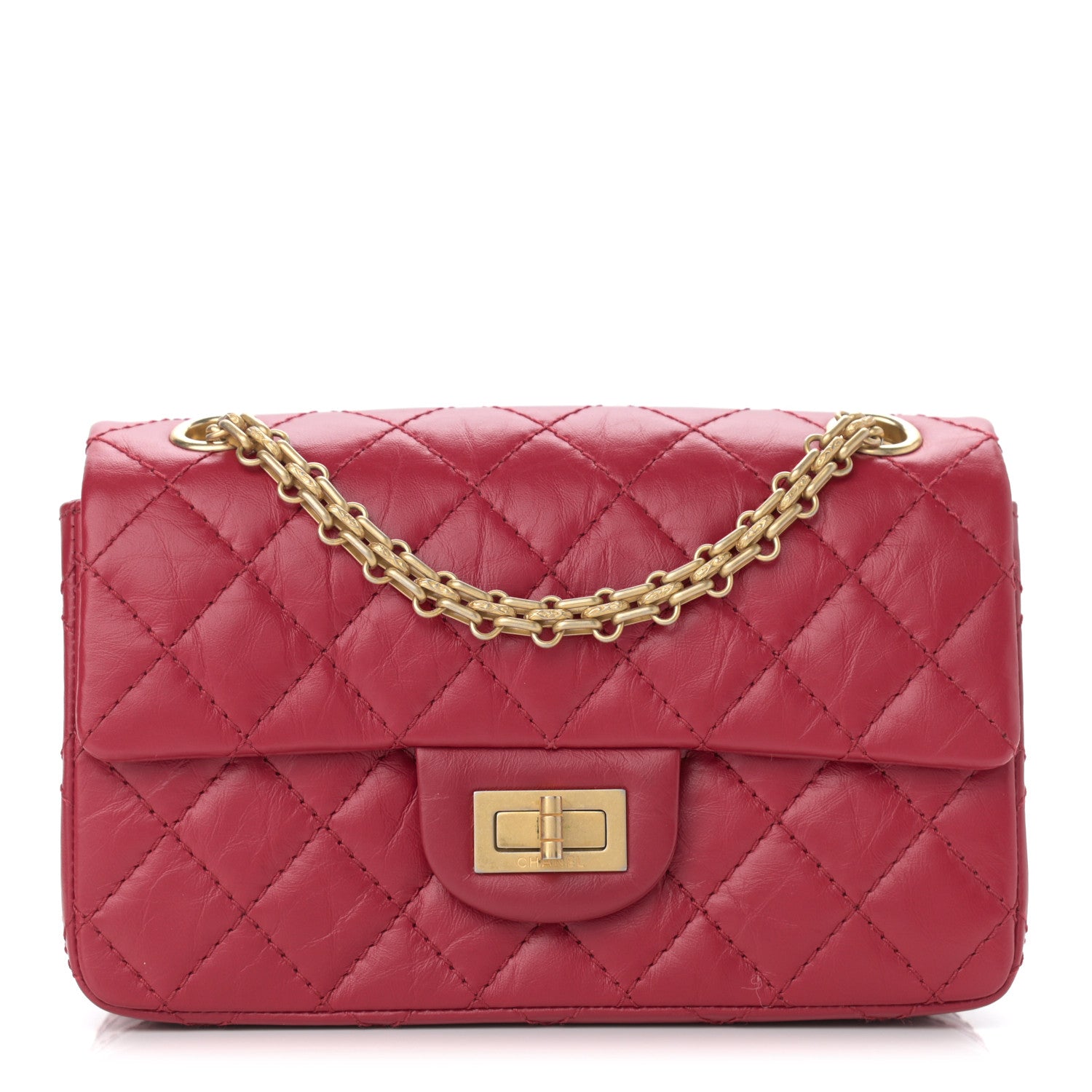 Chanel Aged Calfskin Quilted 2.55 Reissue Mini Flap Red 1 of 11