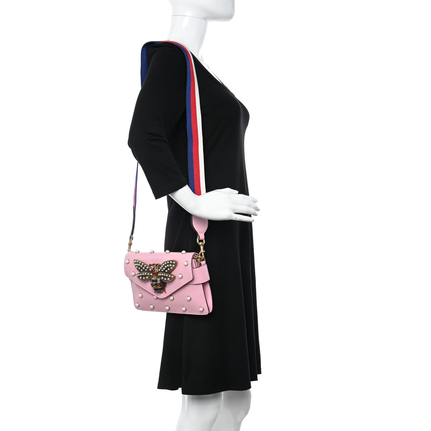 Gucci Nappa Pearl Studded Mini Queen Margaret Broadway Shoulder Bag Sugar Pink 2 of 12