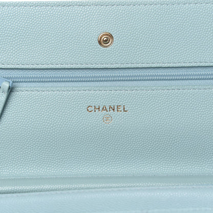 Chanel Caviar Quilted Wallet On Chain WOC Light Blue 6 of 10