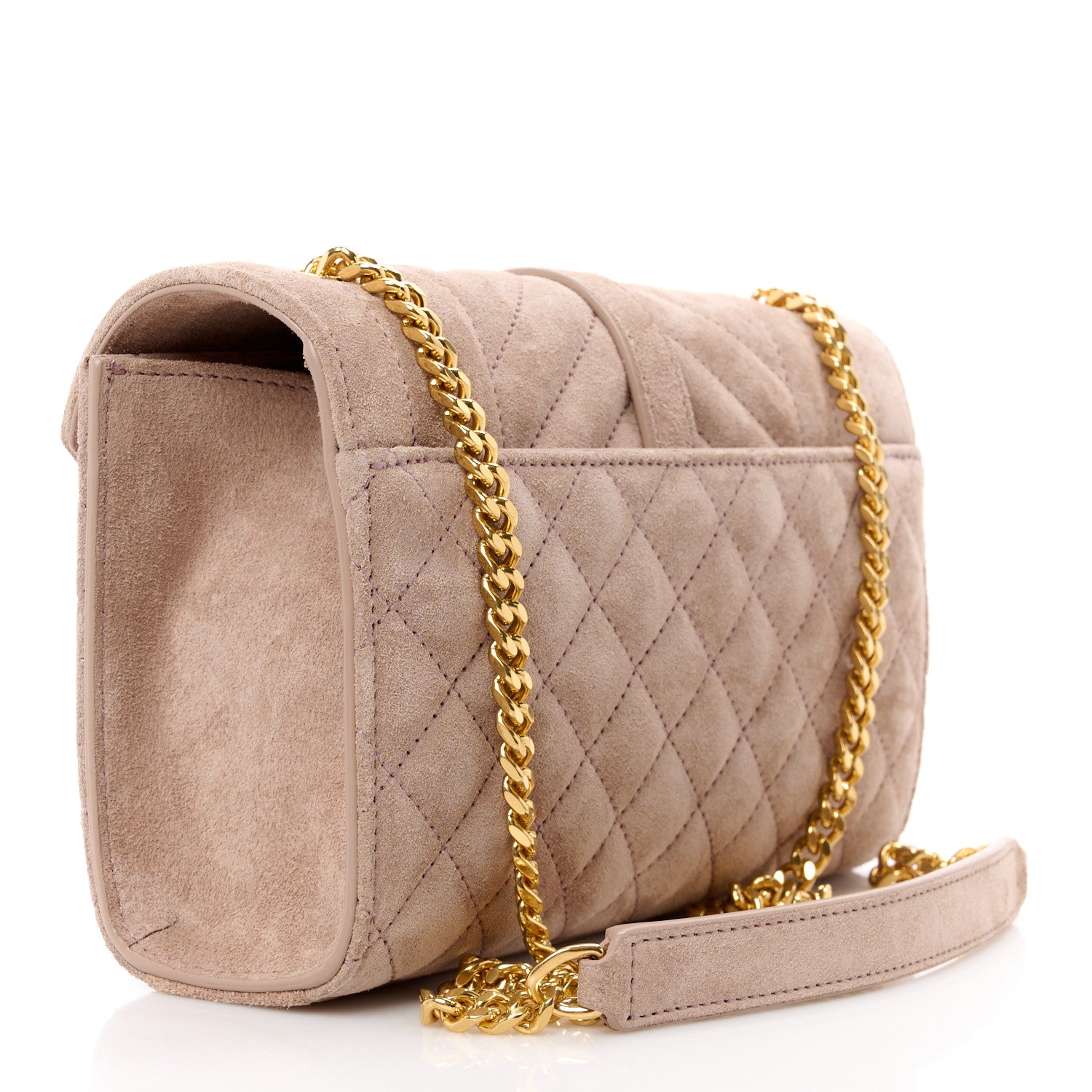 Saint Laurent Suede Mixed Matelasse Triquilt Small Monogram Envelope Satchel Rosy Sand 3 of 10