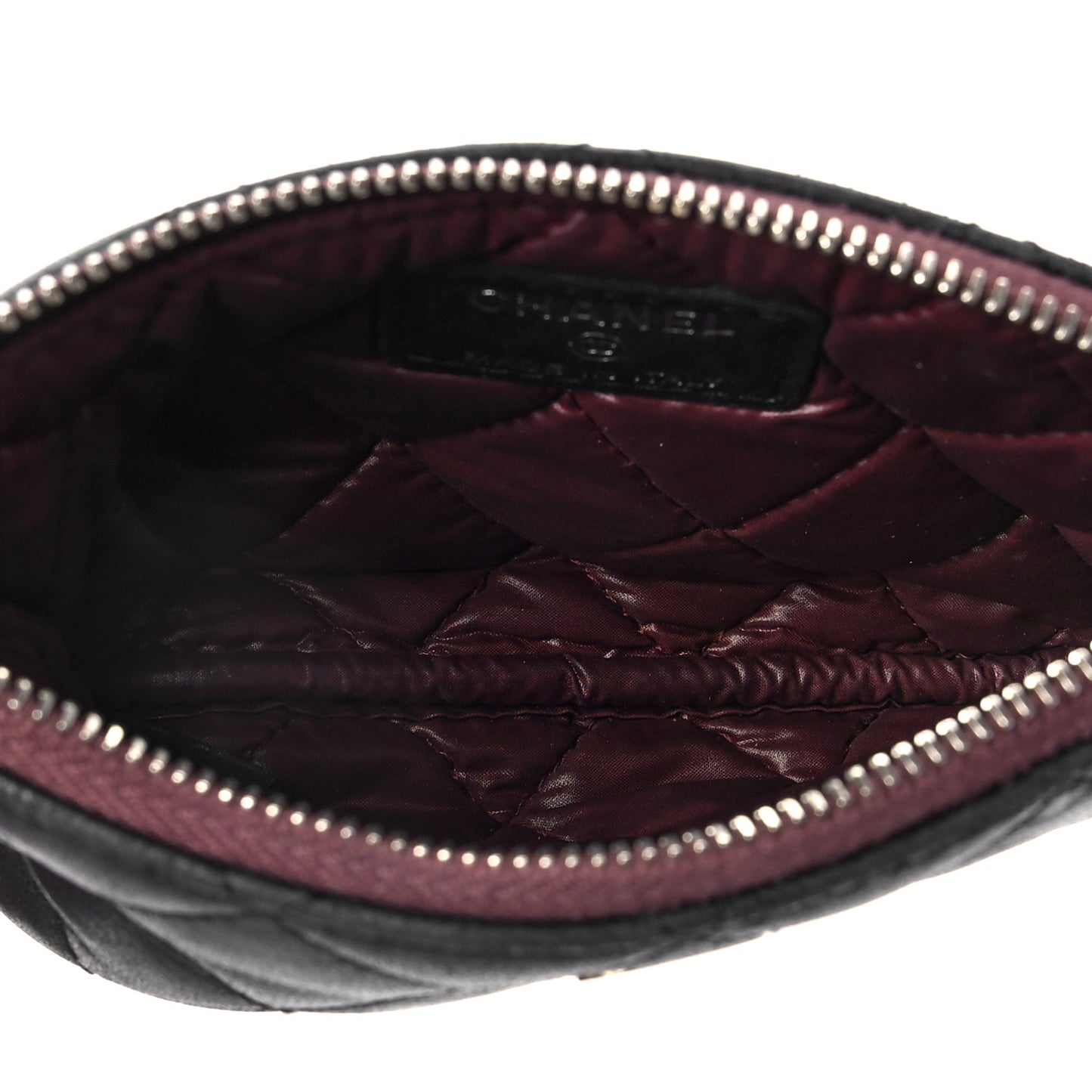 Lambskin Quilted Small Cosmetic Case Black