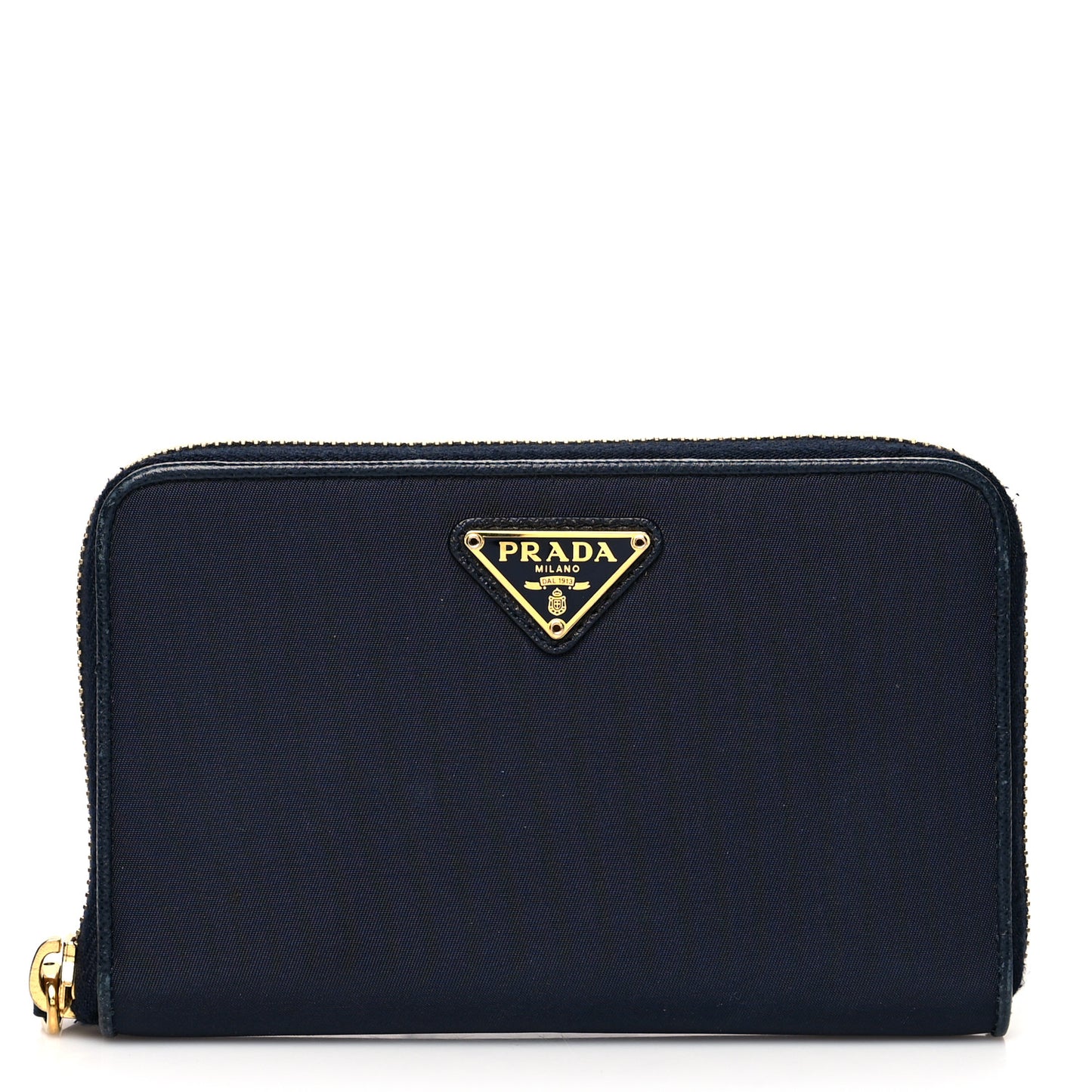 Tessuto Nylon Metal Zip Around Wallet Bleu