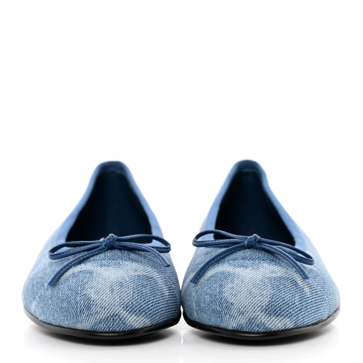 Denim Printed CC Cap Toe Ballerina Flats 36 Light Blue White