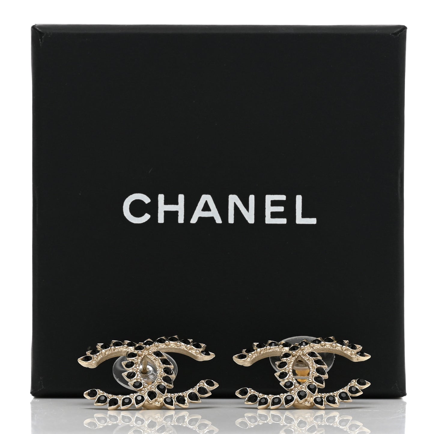 Strass Crystal Dazzling Wheat CC Earrings Black Gold