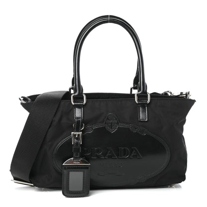 Prada Tessuto Nylon Spazzolato Logo Tote Black 1 of 9