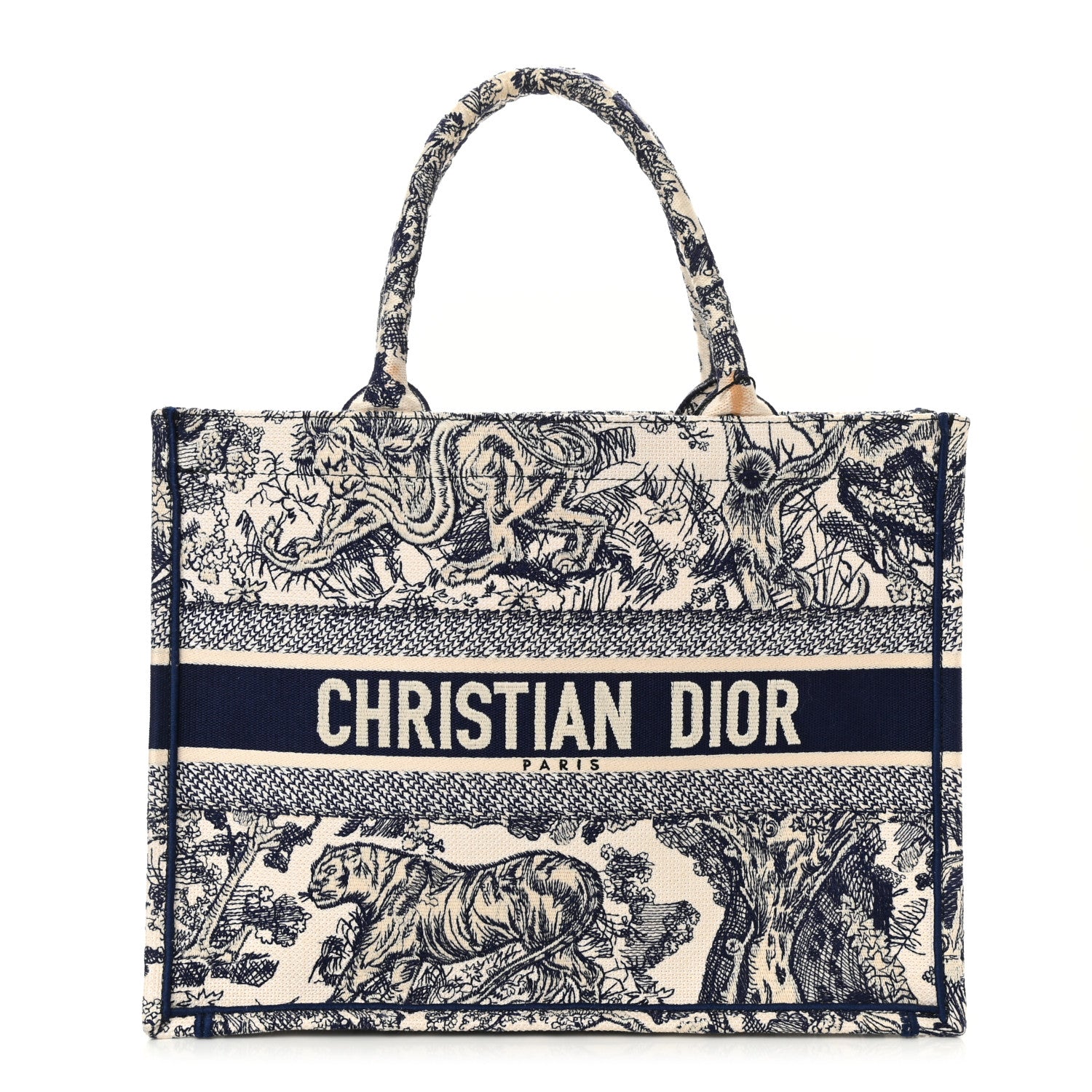 Christian Dior Canvas Embroidered Medium Dioriviera Toile De Jouy Book Tote Blue 1 of 9
