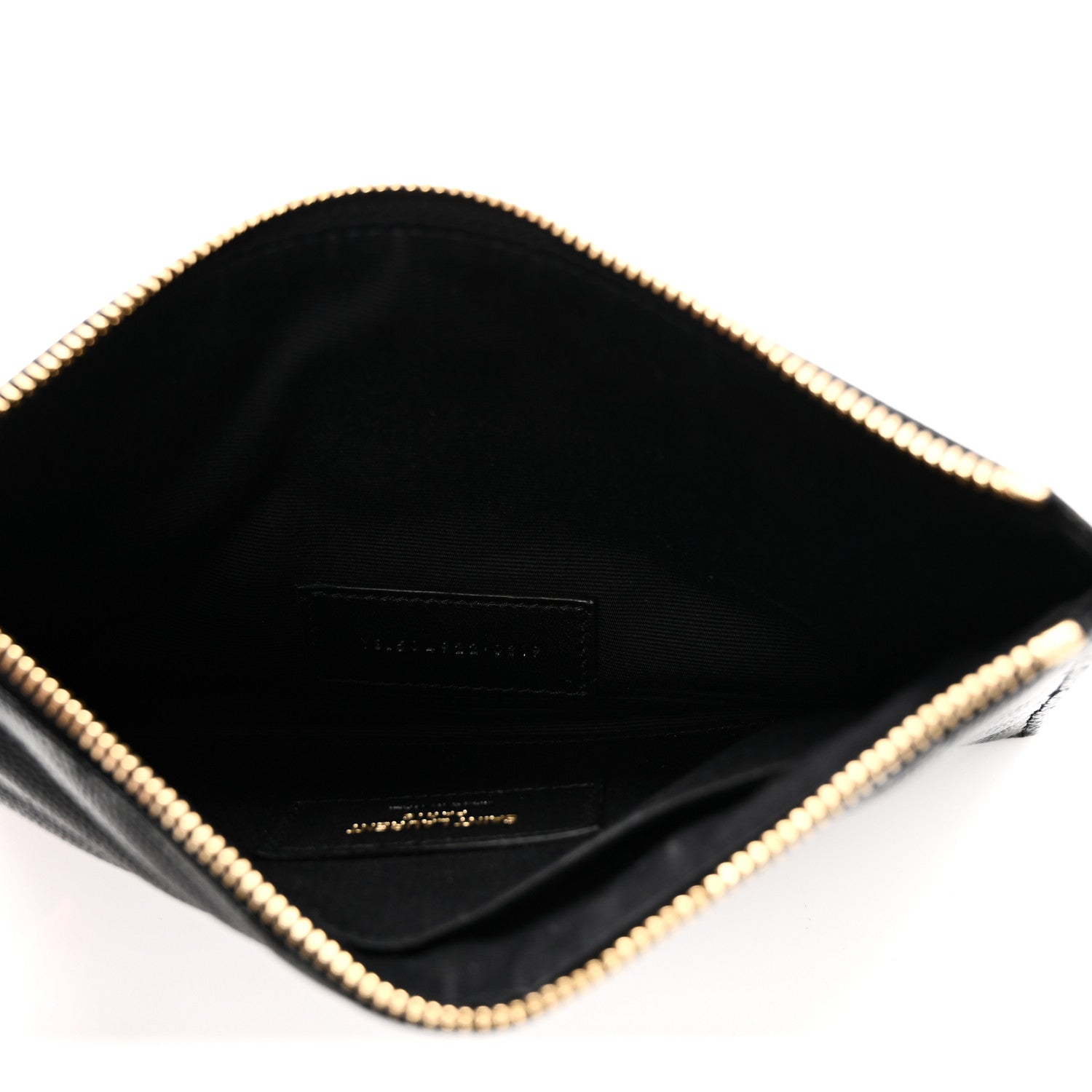 Saint Laurent Grain De Poudre Chevron Monogram Bill Pouch Black 5 of 8