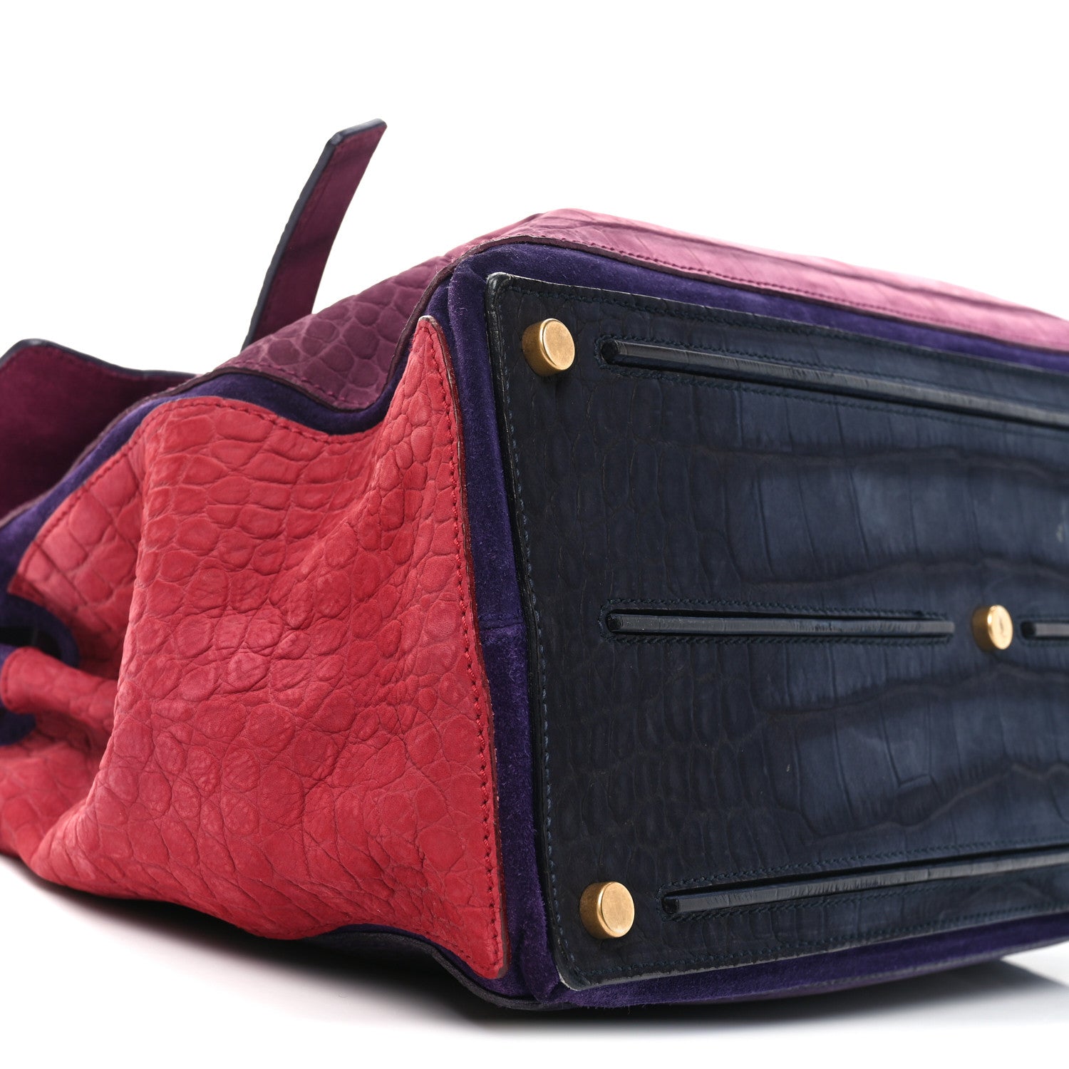 Saint Laurent Nubuck Crocodile Embossed Large Muse Two Purple Pink 9 of 11