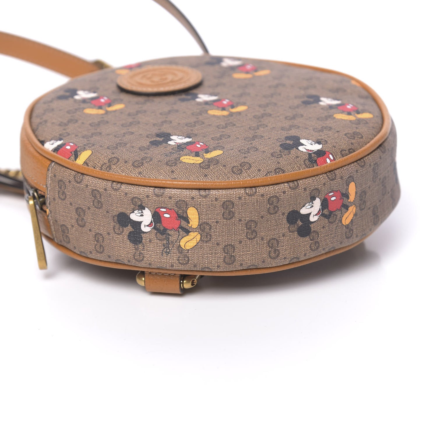 X DISNEY Mini Vintage GG Supreme Monogram Mickey Mouse Round Backpack Beige Vintage Sun Oil