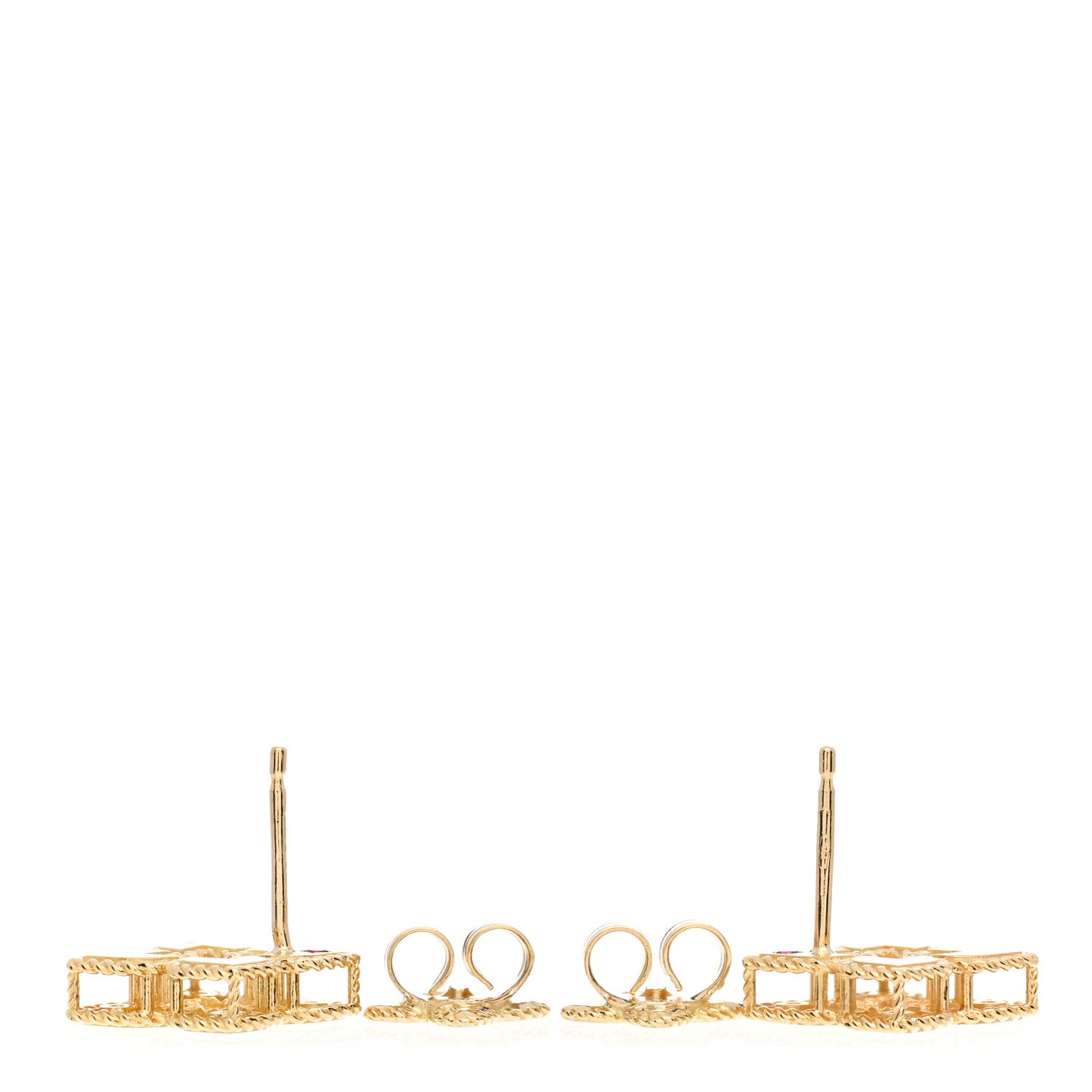 18K Yellow Gold Diamond Petite Venetian Princess Open Flower Stud Earrings