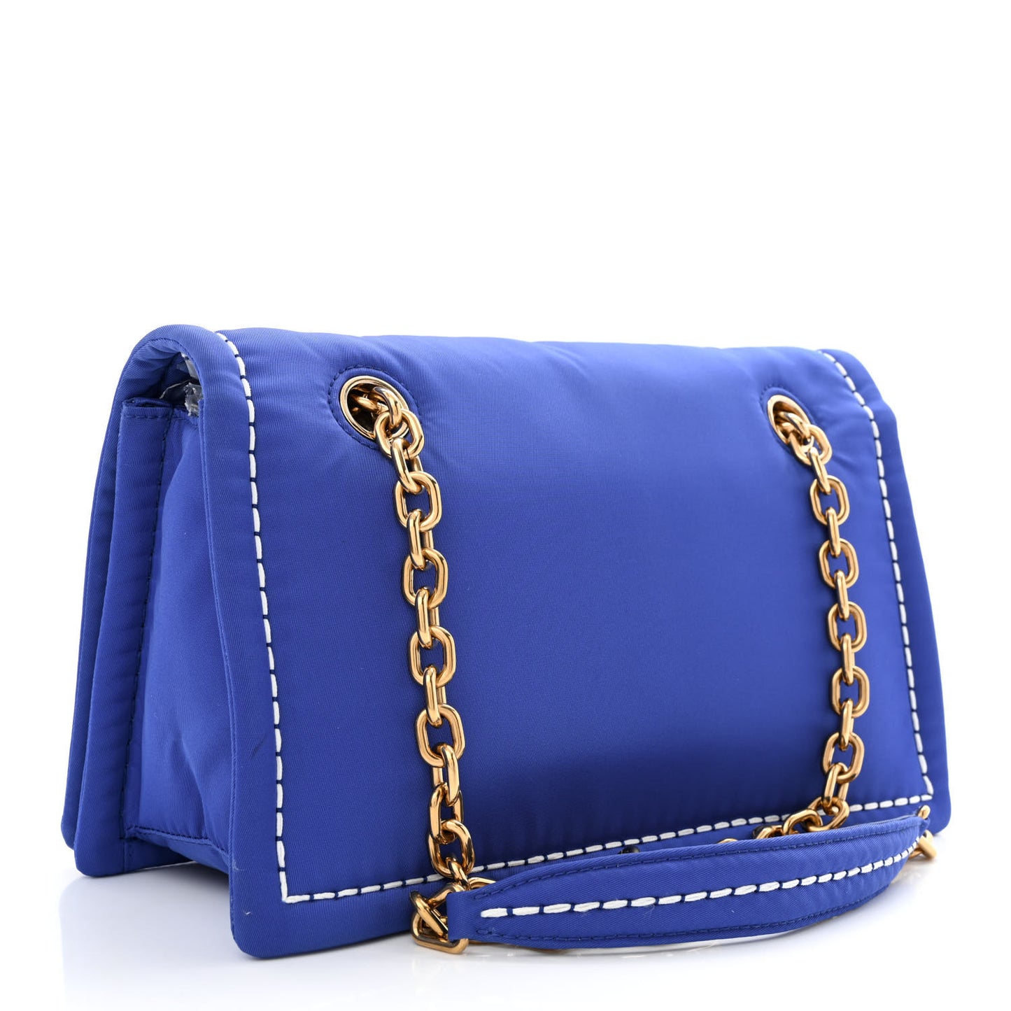 Nylon Tessuto Chain Shoulder Bag Indaco