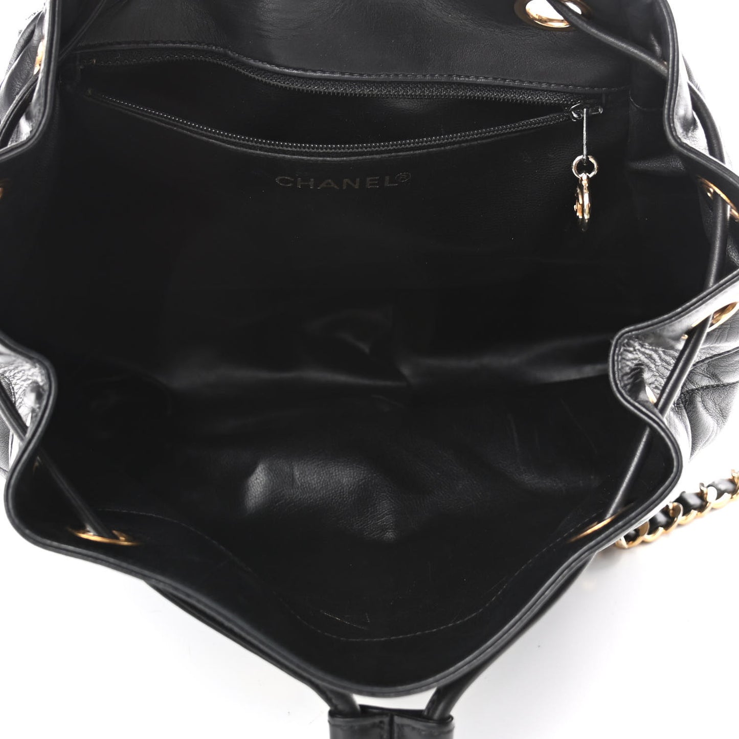 Lambskin Quilted Backpack Black