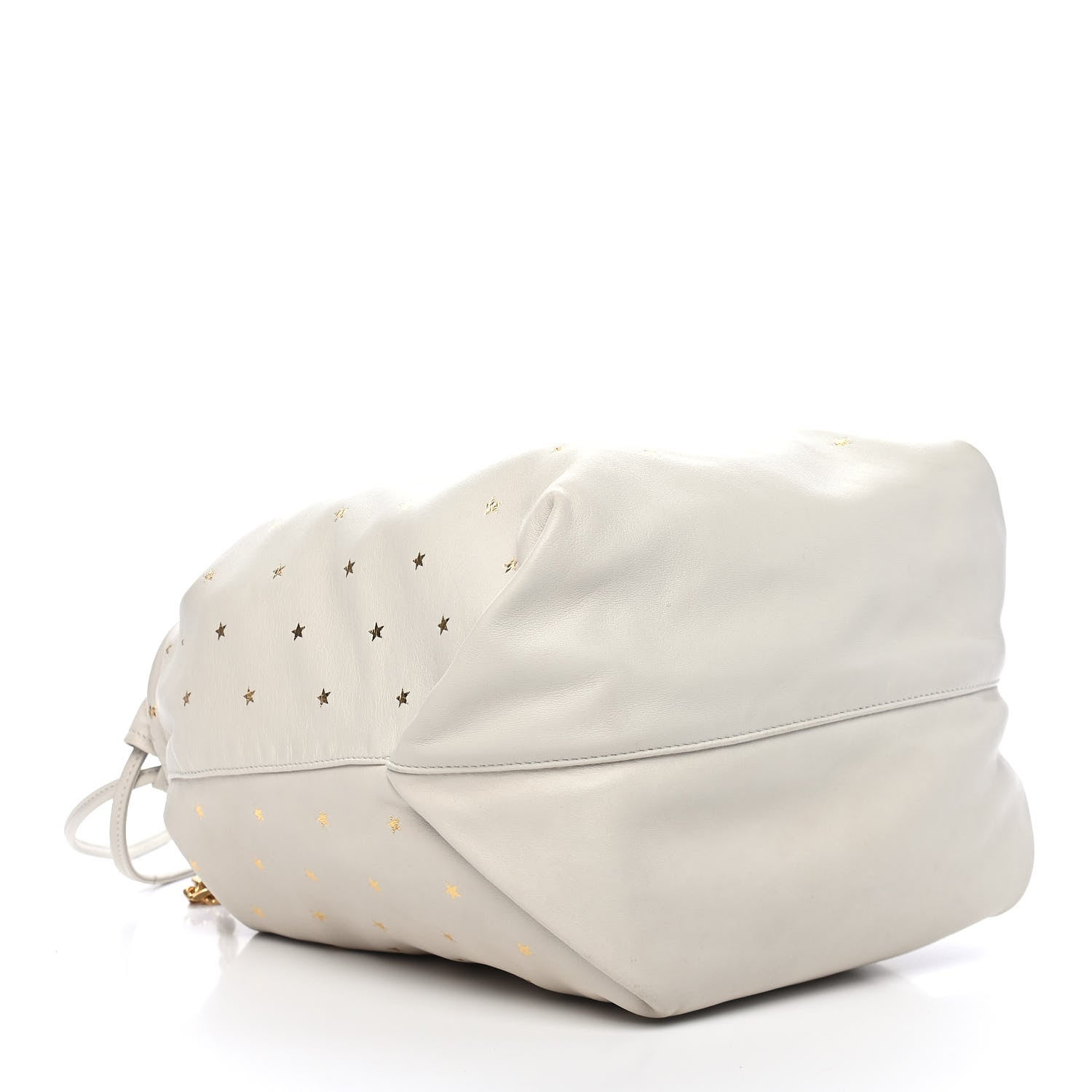 Saint Laurent Lambskin Star Printed Teddy Drawstring Bag White 5 of 11