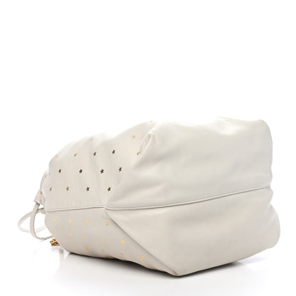 Saint Laurent Lambskin Star Printed Teddy Drawstring Bag White 5 of 11