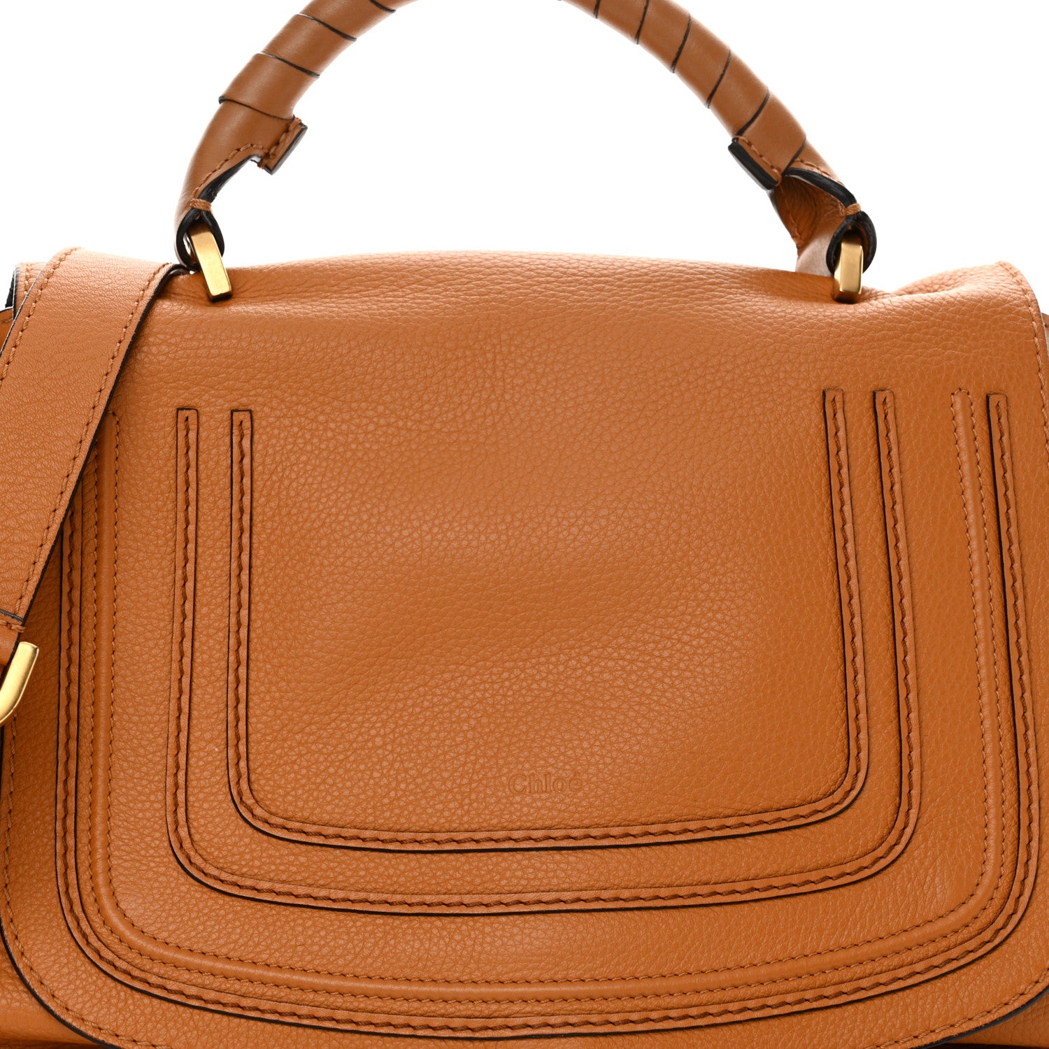 Chloe Calfskin Medium Marcie Top Handle Bag Tan 7 of 14