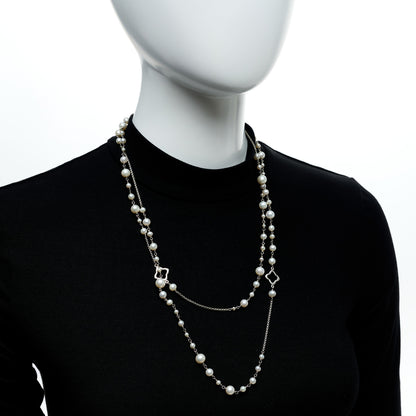 David Yurman Sterling Silver Cultured Pearl Quatrefoil Long Chain Necklace 5 of 5