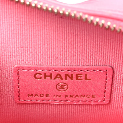 Chanel Lambskin Quilted CC In Love Heart Clutch With Chain Pink 6 of 9