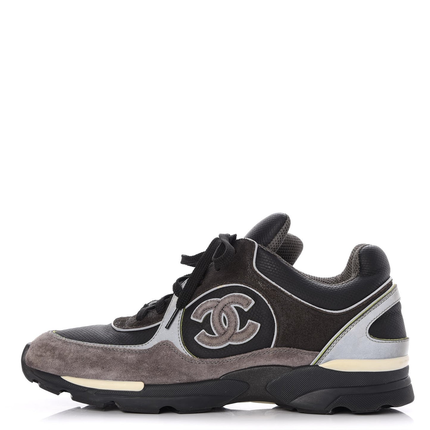 Suede Calfskin CC Sneakers 39.5 Black Grey