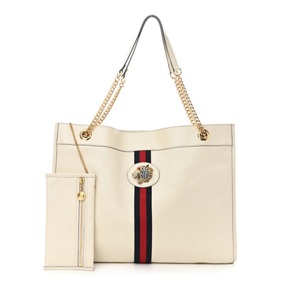 Gucci Suede Calfskin Large Rajah Chain Tote White 1 of 11
