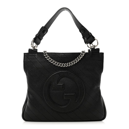 Gucci Sakai Be Green Calfskin Diagonal Stitched Small Blondie Tote Black 1 of 8
