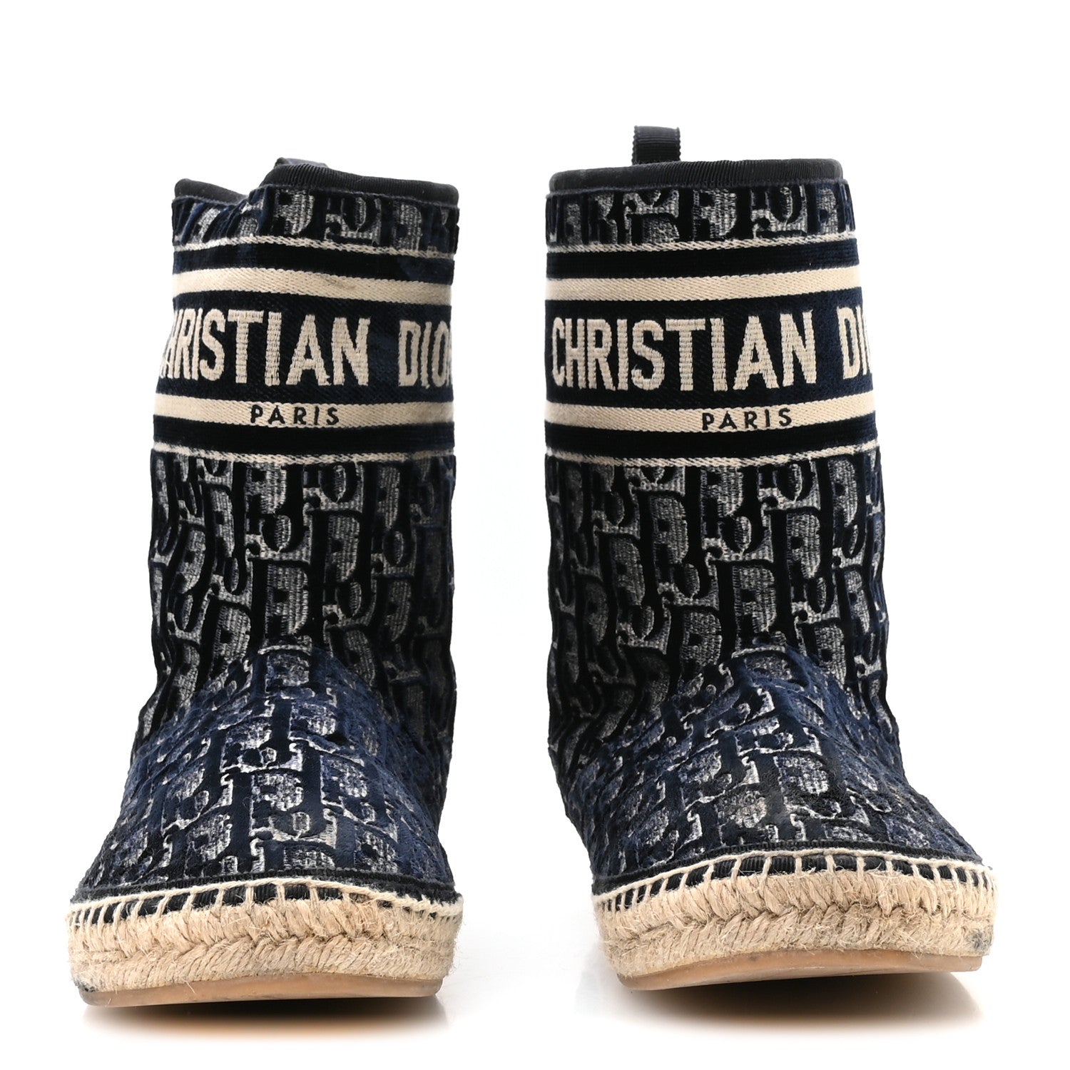 Christian Dior Velvet Oblique Granville Espadrille Boots 39.5 Deep Blue 3 of 8