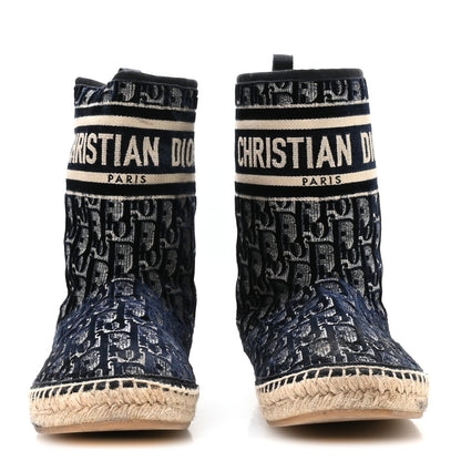 Christian Dior Velvet Oblique Granville Espadrille Boots 39.5 Deep Blue 3 of 8