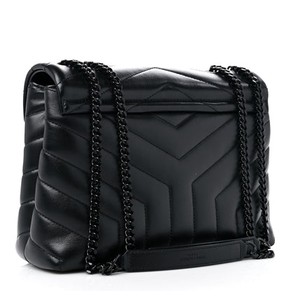 Saint Laurent Calfskin Y Quilted Monogram Monochrome Small Loulou Chain Satchel Black 3 of 15