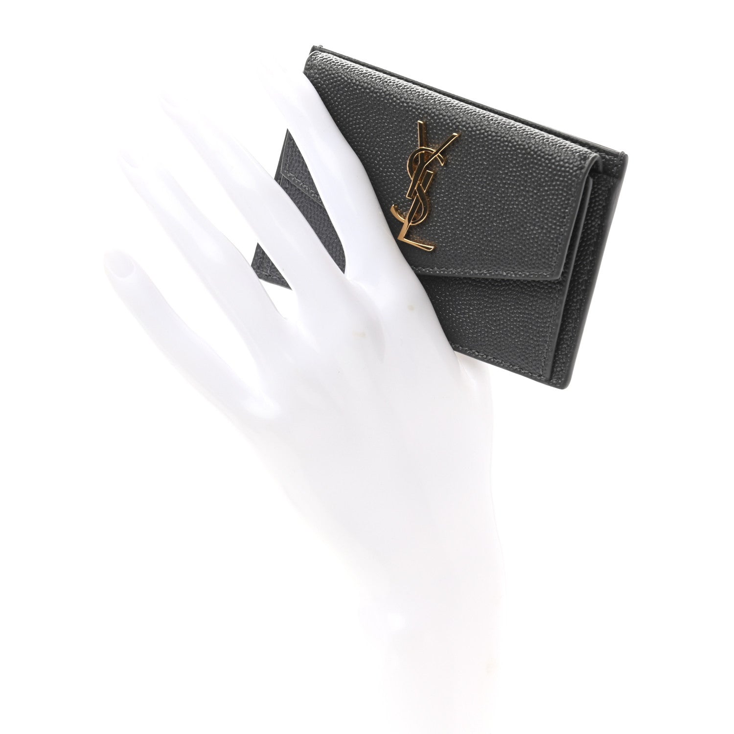 Saint Laurent Grain de Poudre Uptown Card Holder Storm 2 of 6