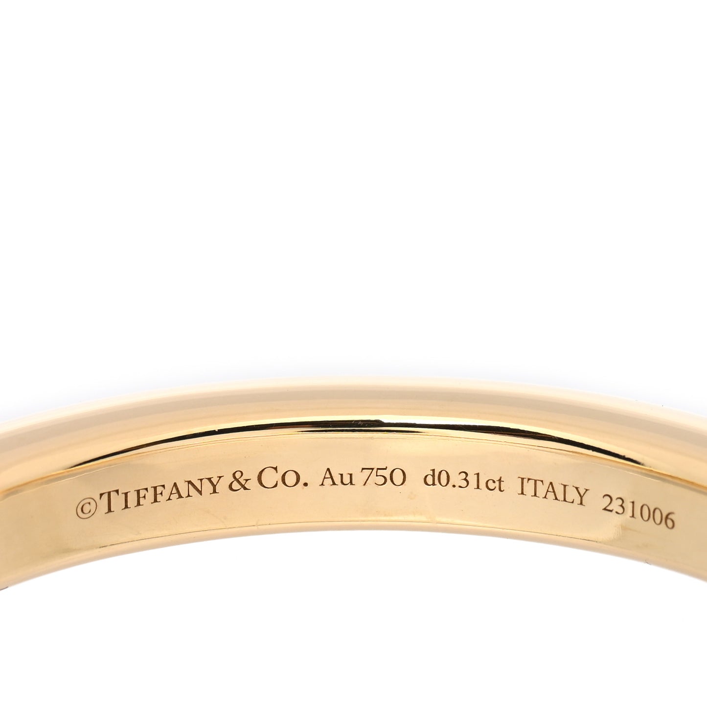 18K Yellow Gold Diamond Tiffany Lock Bangle Bracelet