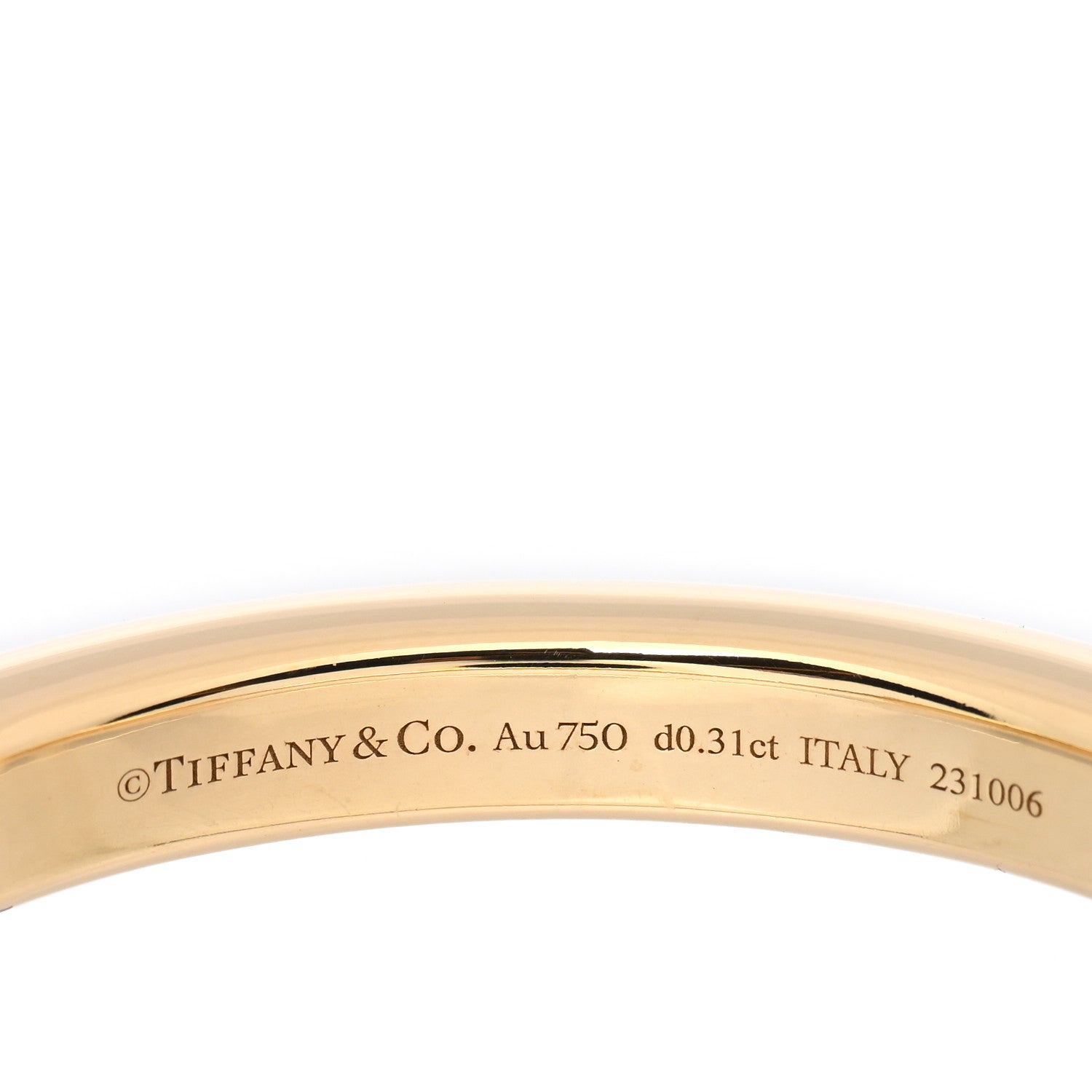 Tiffany 18K Yellow Gold Diamond Tiffany Lock Bangle Bracelet 4 of 5