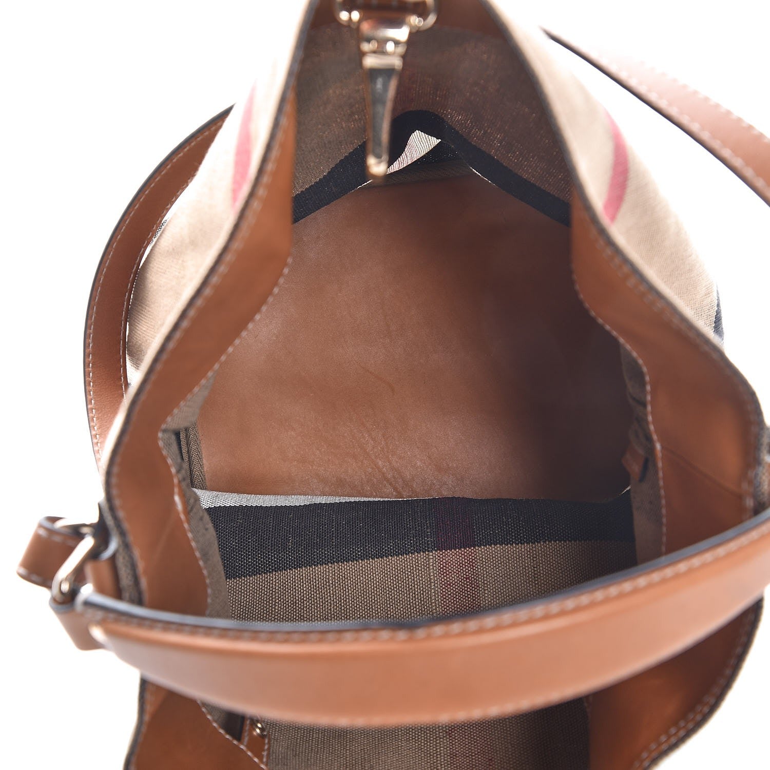 Burberry Canvas Mega Check Medium Ashby Hobo Saddle Brown 6 of 7
