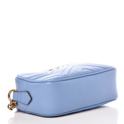 Gucci Calfskin Matelasse Mini GG Marmont Chain Shoulder Bag Clear Sky Blue 4 of 8