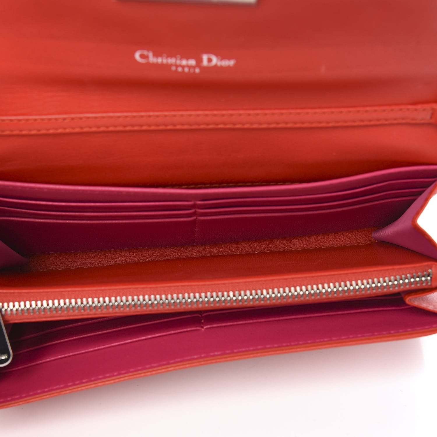 Christian Dior Lambskin Cannage Miss Dior Chain Wallet Red 4 of 10